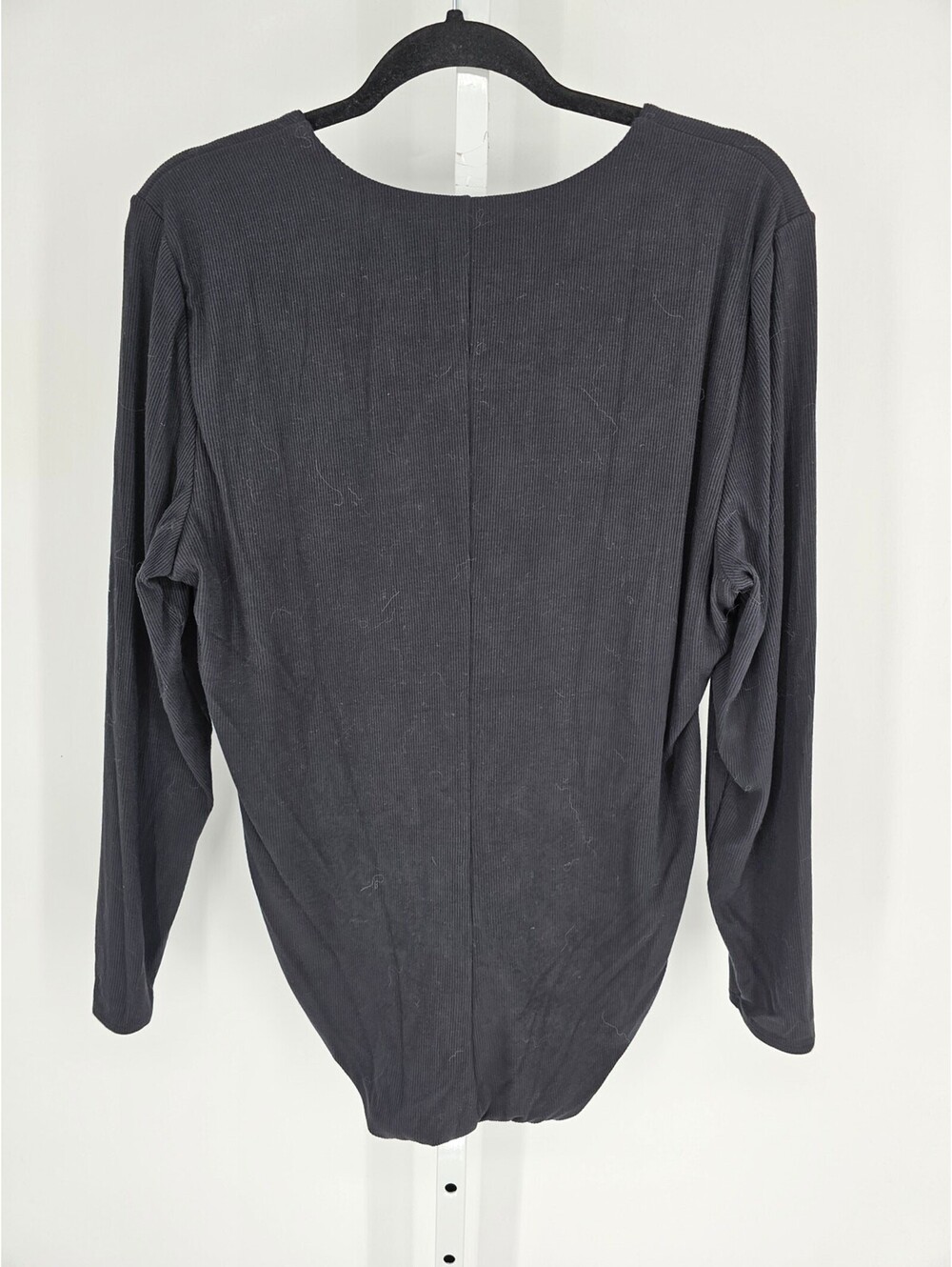 Soma Womens Sz XXL Long Sleeve Bodysuit Top Black Ribbed V Neck - Picture 5 of 5
